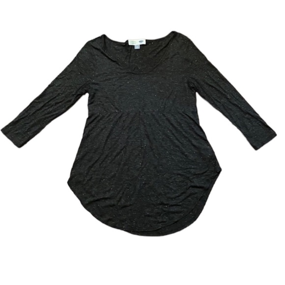 Old Navy charcoal gray maternity scoop neck long sleeved top with silver threads - Picture 3 of 11
